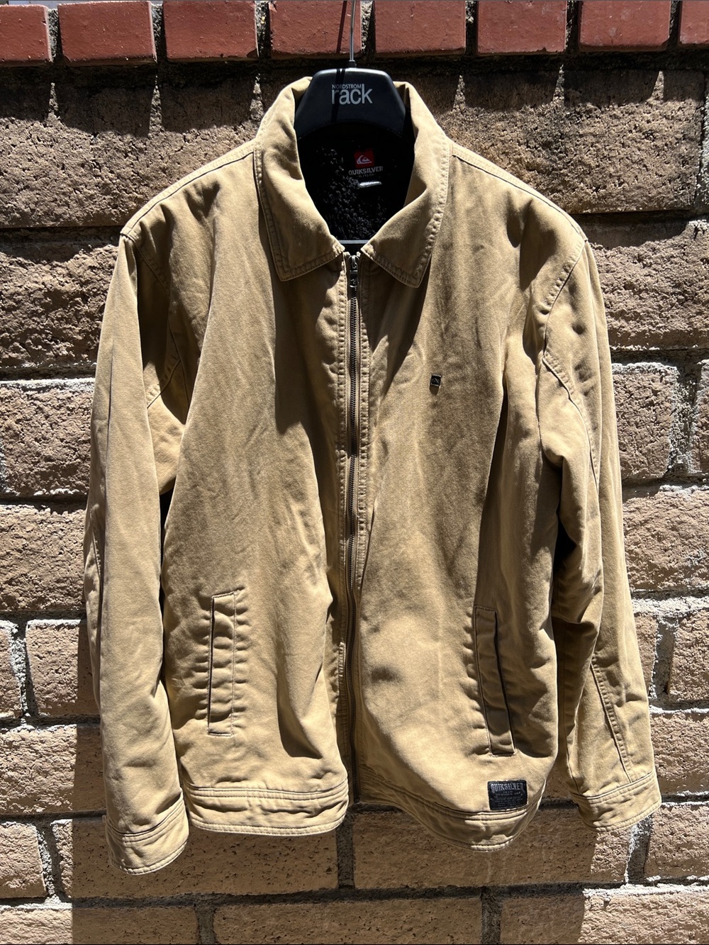 Quicksilver Classic Light tan Jacket - Neutral Tonal Outerwear XL canvas Sherpa